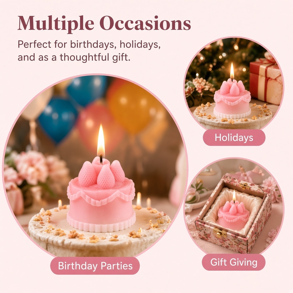 Candle Souvenir - 1Pc Lilin Aromaterapi Bentuk Kue, Romantis