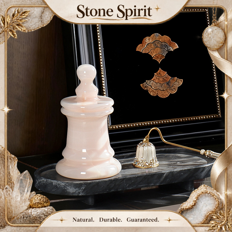 Candle. Queen - Tempat Lilin Kosong Onyx Giok Putih,